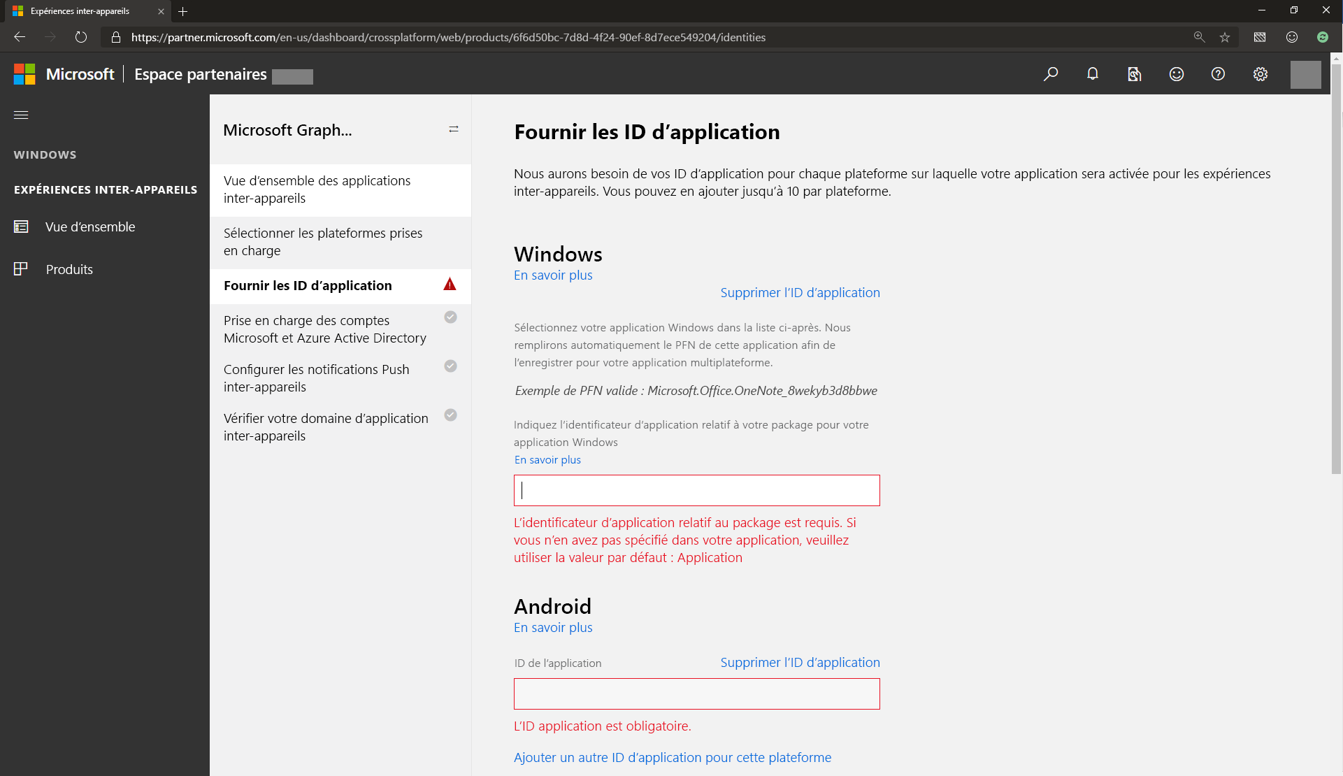 Fournir les ID d’application spécifiques de la plateforme