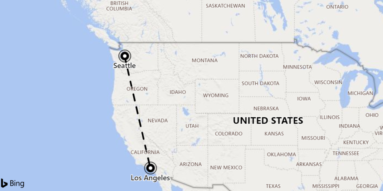 Distance entre Seattle et Los Angeles.