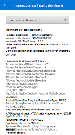 Intune Informations de l’application