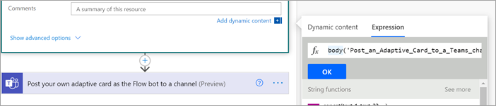 Capture d’écran dans Power Automate montrant une formule d’expression.