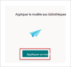 Capture d’écran montrant la page Contrats avec l’option Appliquer le modèle aux bibliothèques mise en évidence.