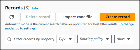 Capture d’écran de l’endroit où vous sélectionnez Créer un enregistrement pour ajouter un enregistrement TXT de vérification de domaine.