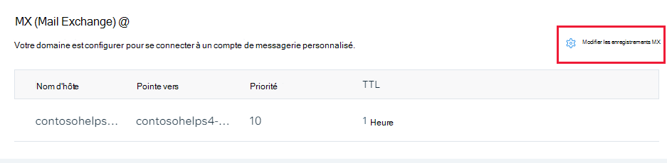 Sélectionnez Modifier les enregistrements MX.