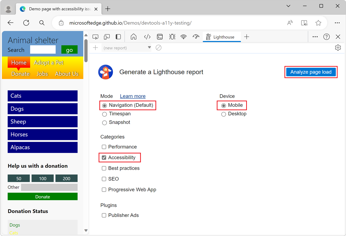 Options de configuration à utiliser