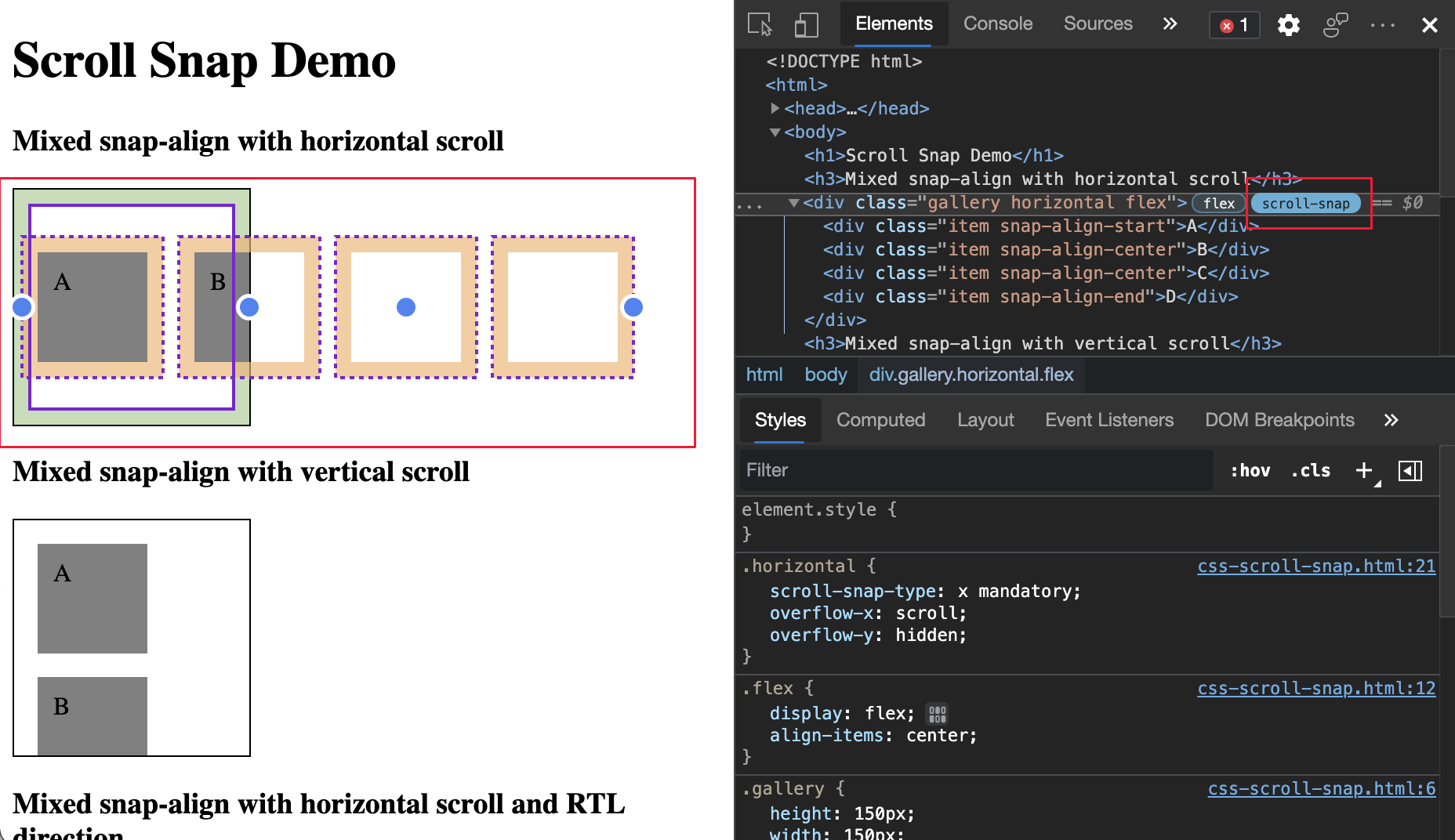 Alignement de défilement CSS