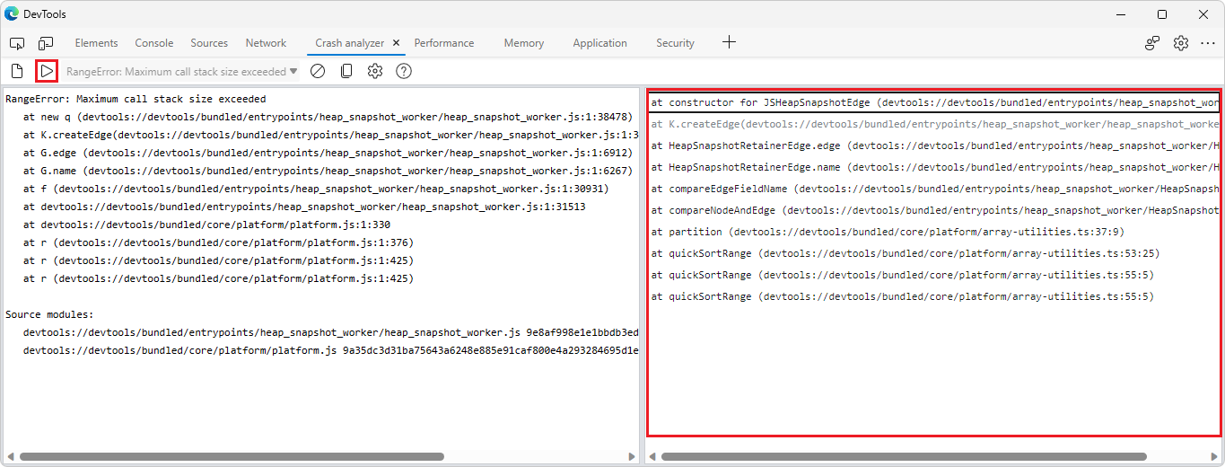 Utilisation de l’outil Analyseur d’incident pour déboguer une exception JavaScript non irrécupérable