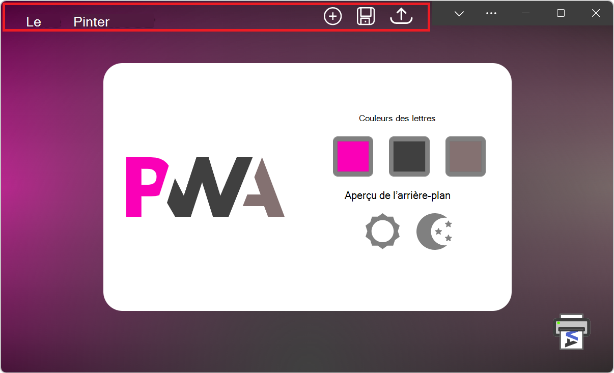 Une PWA, avec une barre de titre personnalisée