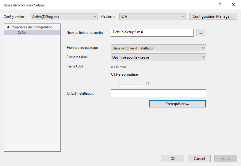 Déploiement WebView2 Visual Studio Installer : Configuration requise