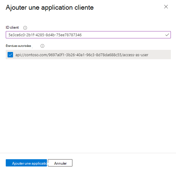 Ajouter une application cliente