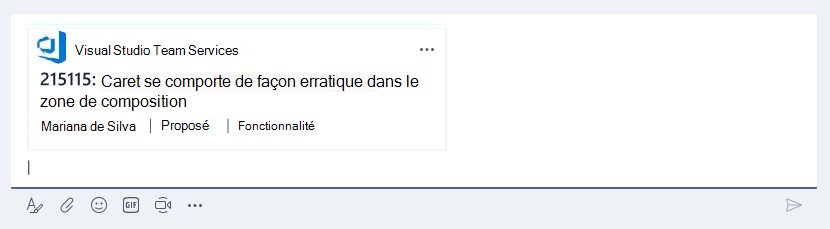 Capture d’écran montrant l’exemple de carte d’extension de message.