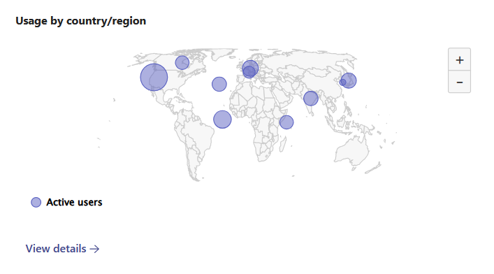 Captures d’écran montrant l’utilisation de l’application par pays ou région de votre application publiée dans le Portail des développeurs.