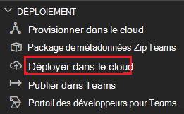 Capture d’écran montrant déployer sur le cloud mis en évidence en rouge.