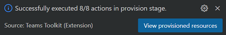 Capture d’écran montrant une notification, qui affiche hellomsg correctement provisionné dans le cloud.