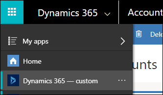 Ouvrez l’application Dynamics 365 – personnalisé.