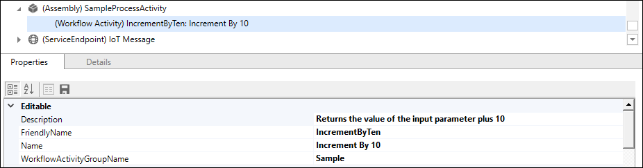 Enregistrez les propriétés de l’activité de workflow.