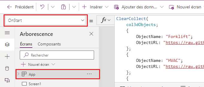 Propriété OnStart de l’application avec la formule mise à jour comme mentionné dans l’exemple de code ci-dessus.