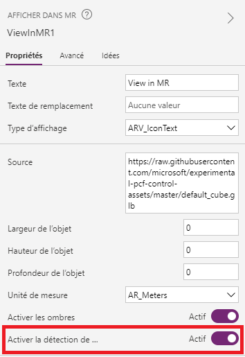 Une capture d’écran du volet des propriétés avec la bascule de détection de marqueur en surbrillance.