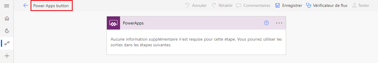 Une capture d’écran de la fenêtre d’édition Power Automate, avec le nom du workflow en surbrillance.