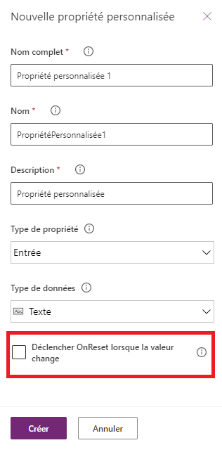 Mettre à jour OnReset à l’aide d’une propriété personnalisée.