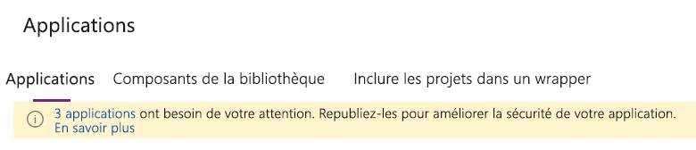 Notification pour mettre à jour vos applications.