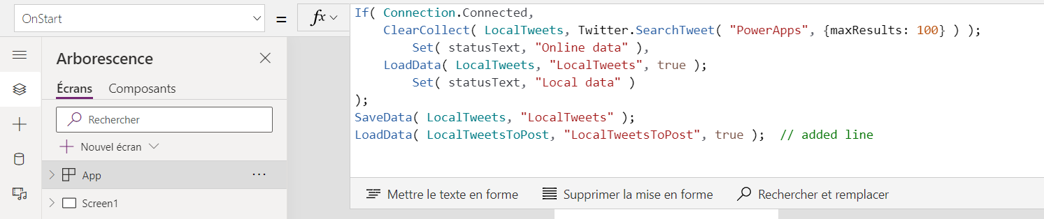 Exécuter la formule pour charger les tweets avec une ligne non commentée.