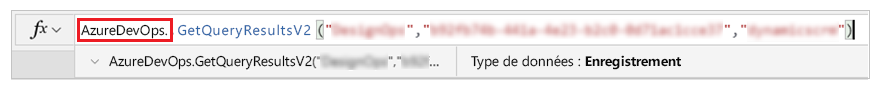 Exemple de source de données AzureDevOps.
