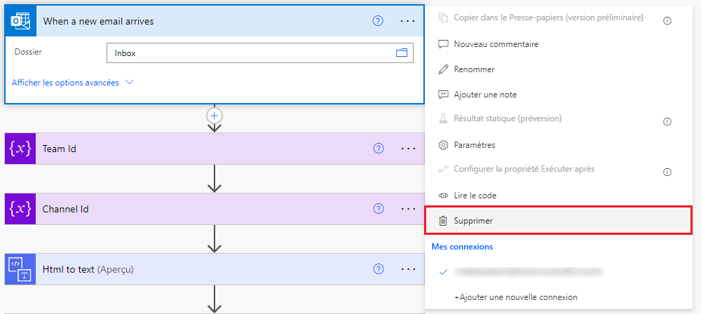 Supprimer le connecteur.