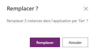 Sélectionnez Remplacer pour confirmer le remplacement et annuler les remplacements.