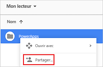 Partager des options sur Google Drive.