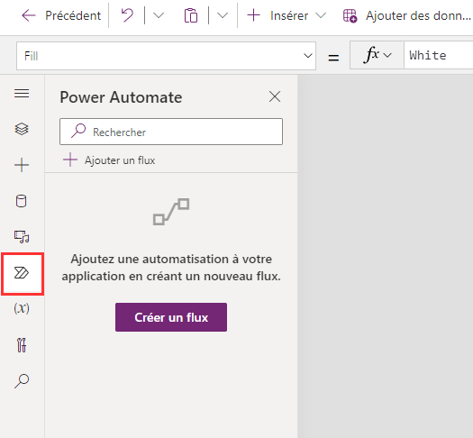 Capture d’écran mettant en évidence l’option Power Automate dans le volet de gauche.