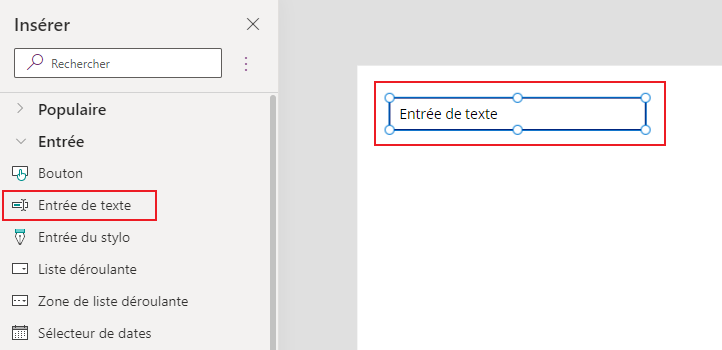 Insérer un contrôle de saisie de texte.