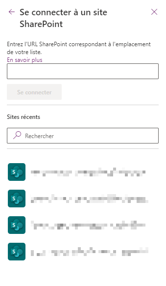 Sélectionner le site SharePoint.