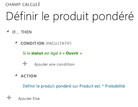 Revenu pondéré vers revenu revenu dans Dynamics 365.