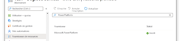 Enregistrez le fournisseur dans Azure Power Platform 