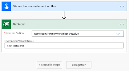 Configuration de flux instantané pour tester un secret de variable environnement