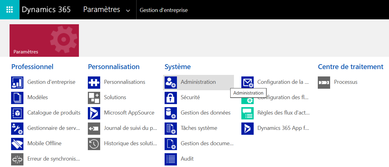 Accéder à l’administration système