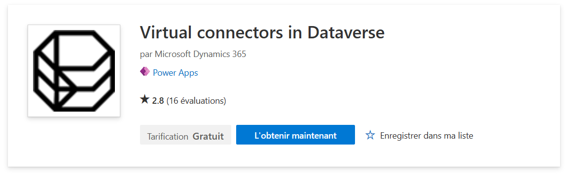 Connecteurs virtuels dans Dataverse