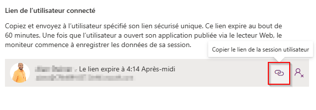 Connecter utilisateur - copier le lien.