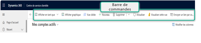 Barre de commandes