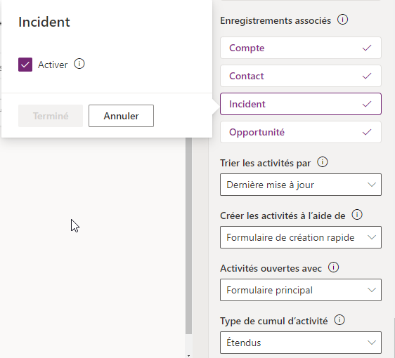 Configurer les enregistrements associés