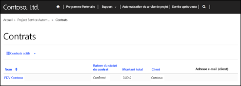 Afficher les contrats dans un portail partenaire.