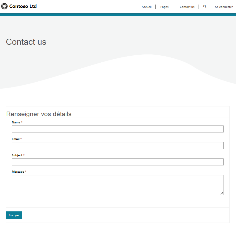 Page Nous contacter.