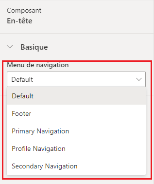 Menu de navigation.