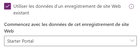 Utiliser un enregistrement de site Web existant