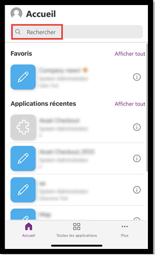 Rechercher votre application.