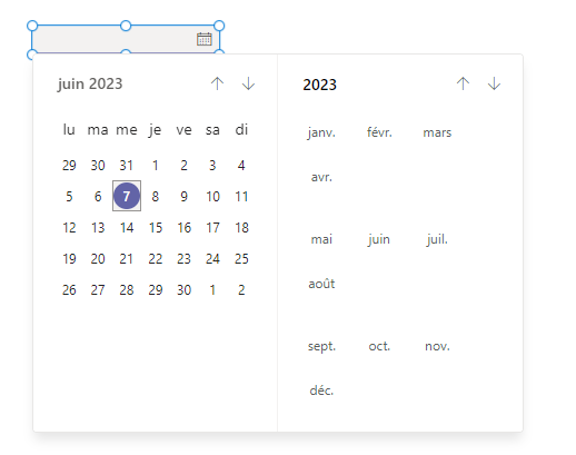 Contrôle Sélecteur de dates.