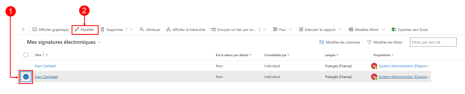 Modifier le paramètre par défaut de la signature d’e-mail.