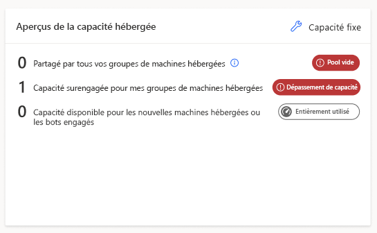 Bouton Corriger la capacité hébergée