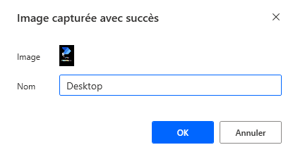 Capture d’écran de la boîte de dialogue vous invitant à saisir un nom pour l’image capturée.