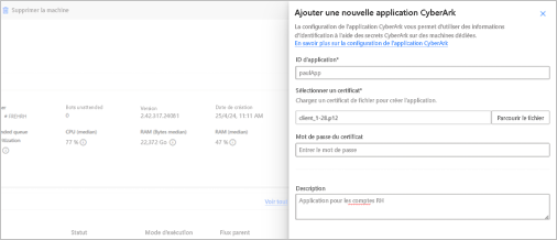 Capture d’écran de la configuration de CyberArk sur le groupe de machines